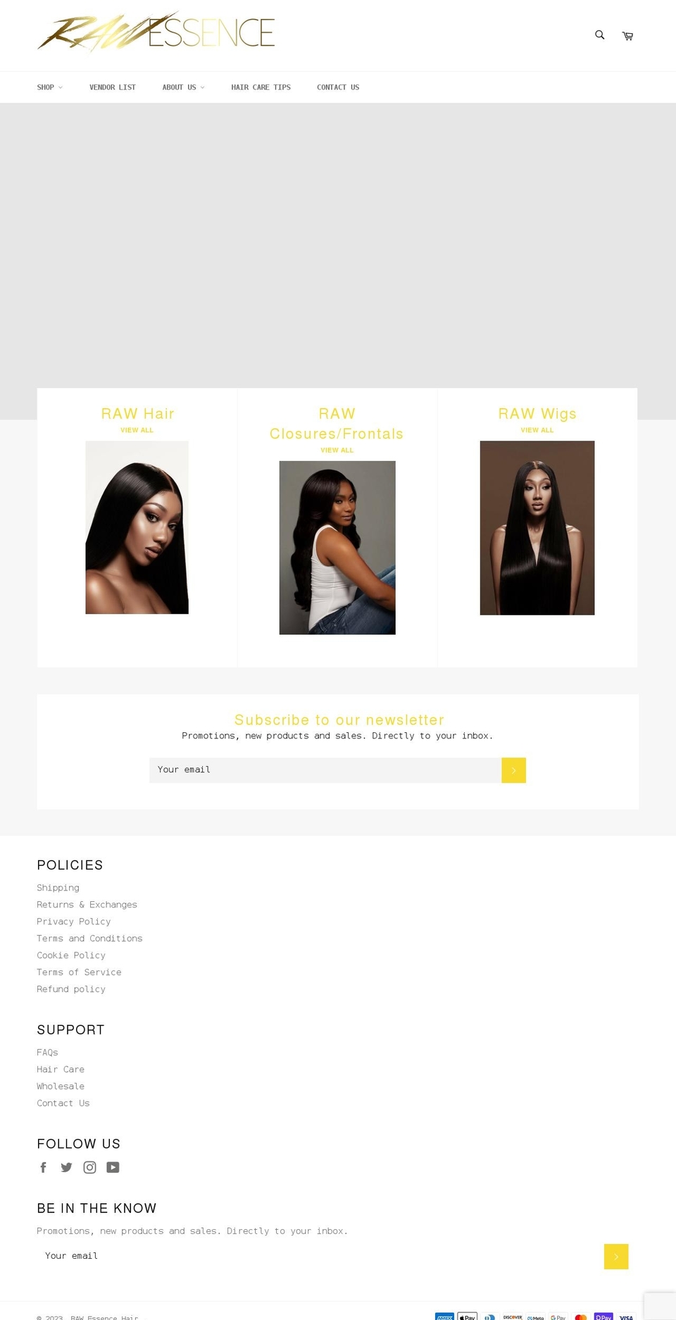 rawessencehair.com shopify website screenshot