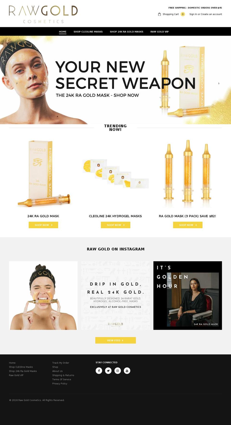 rawgoldcosmetics.com — Shopify storefront screenshot