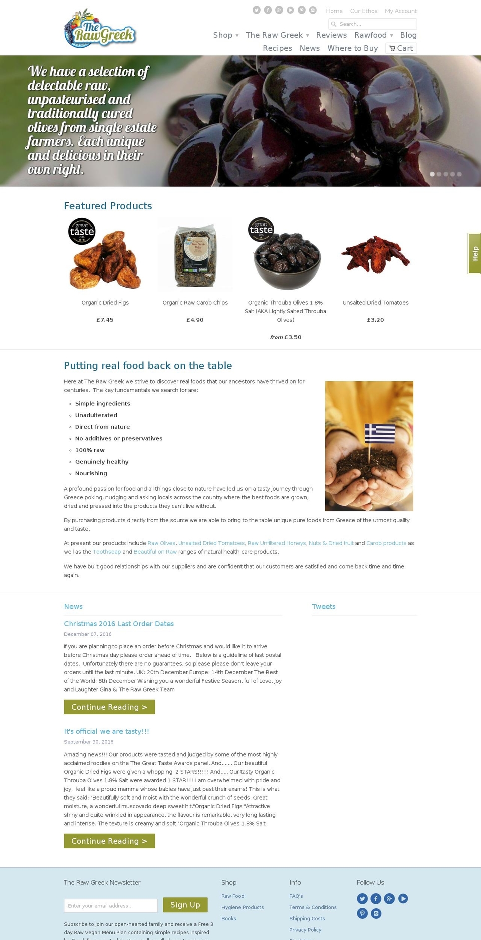 rawgreek.com shopify website screenshot