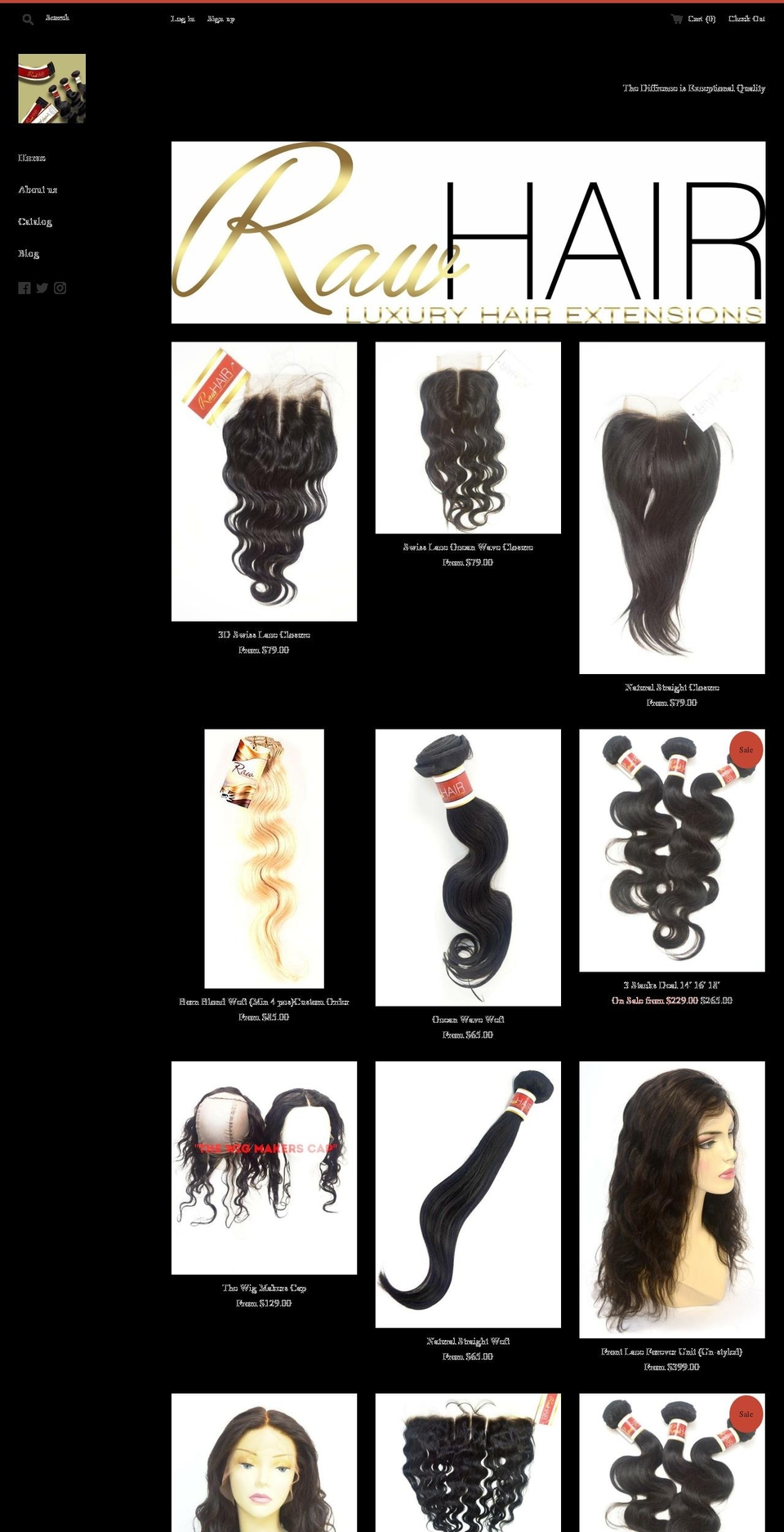 rawhaircollections.com shopify website screenshot