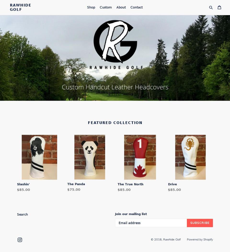 rawhidegolf.com — Shopify storefront screenshot