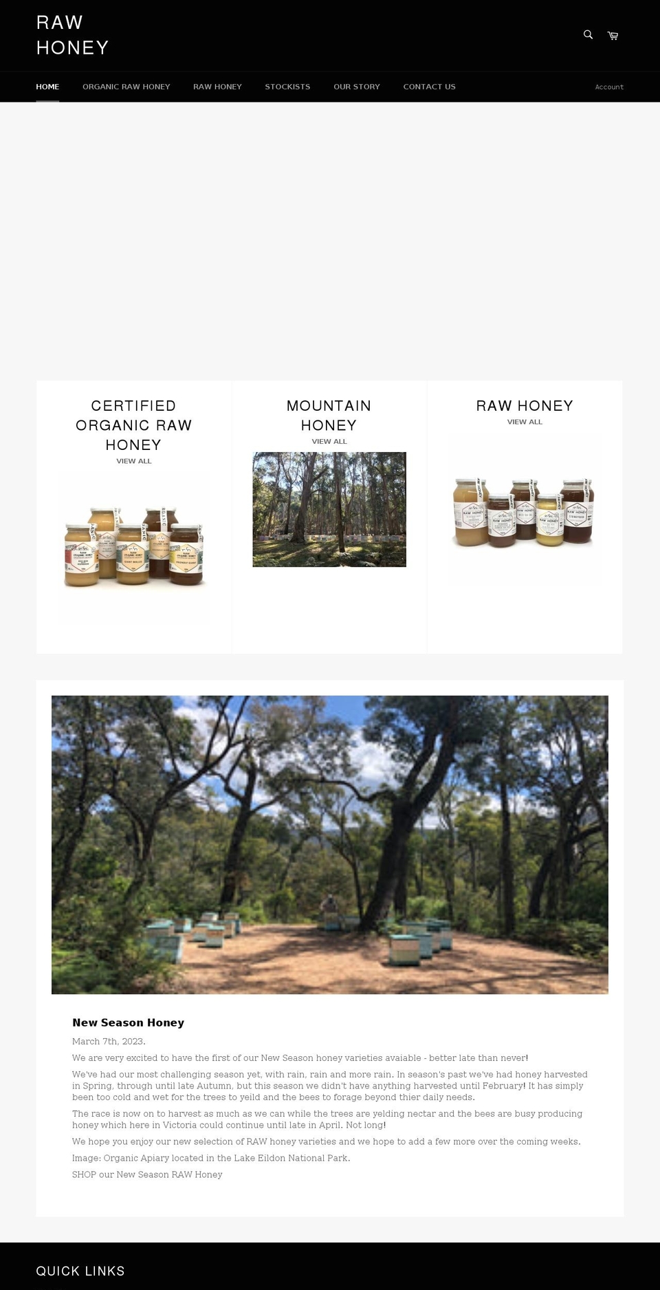 rawhoney.farm shopify website screenshot