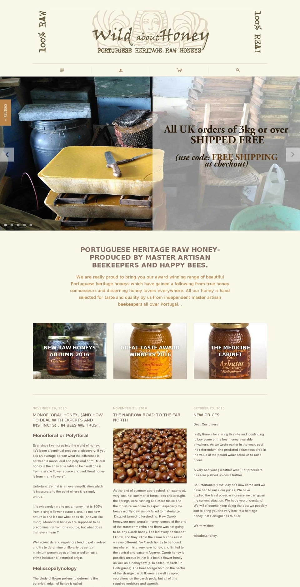 rawhoneystore.com shopify website screenshot