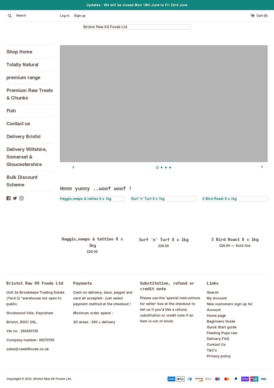 rawk9foods.co.uk shopify website screenshot