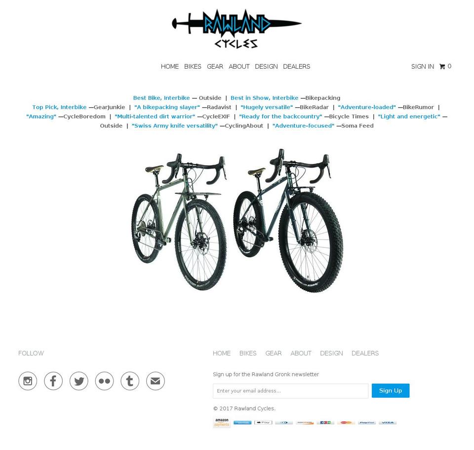 rawlandcycles.com shopify website screenshot