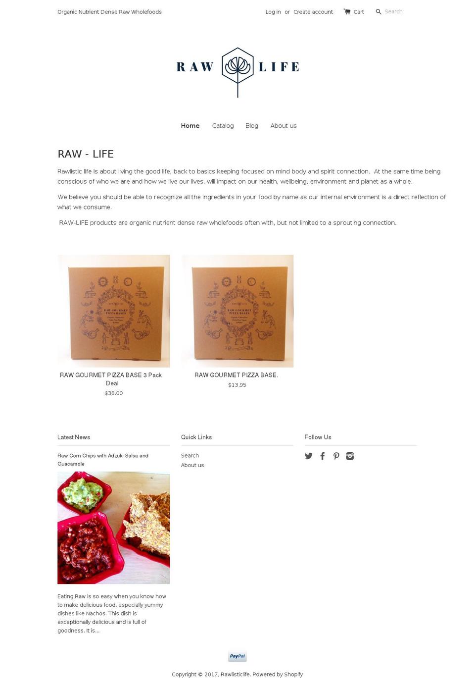 rawlisticlife.com shopify website screenshot