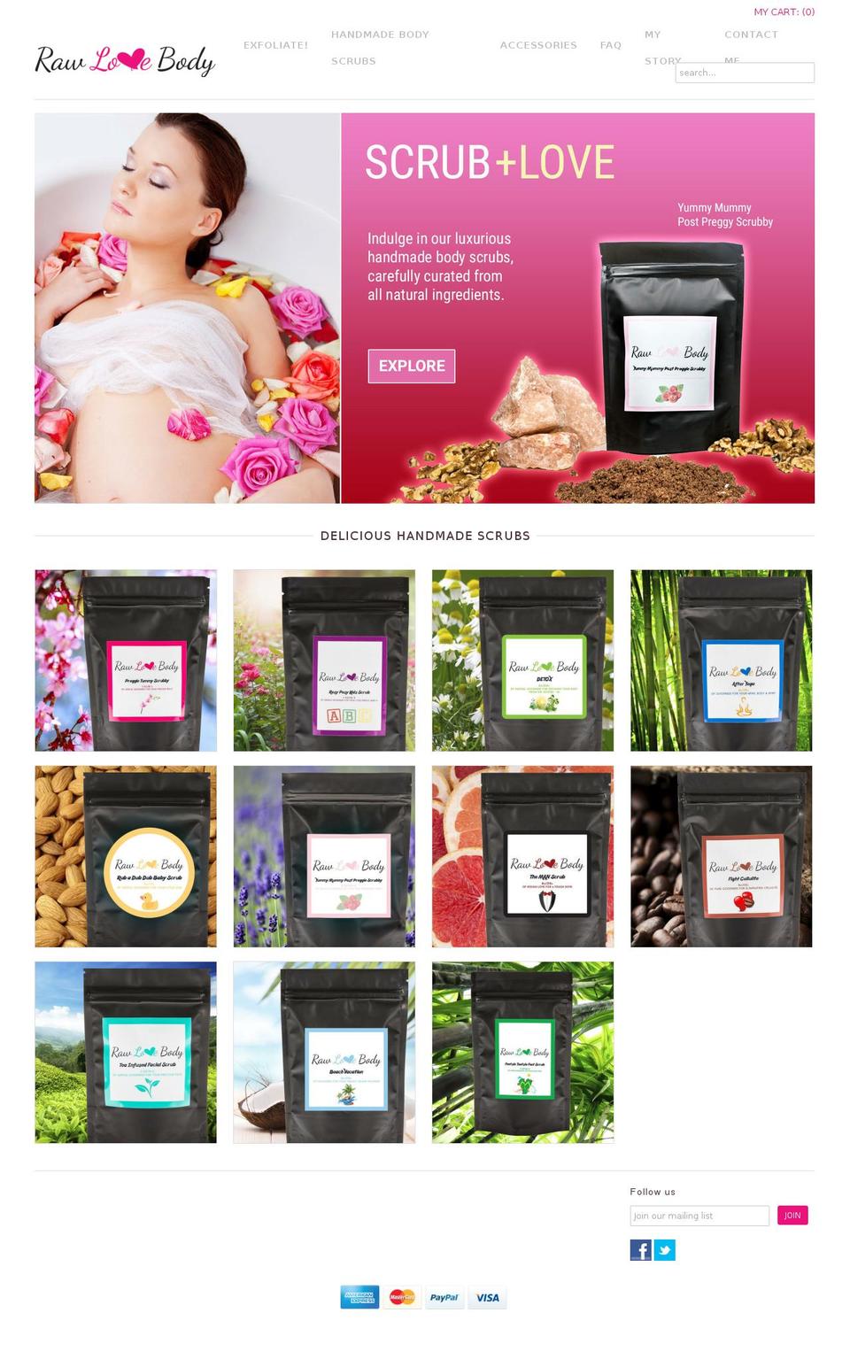 rawlovebody.com shopify website screenshot