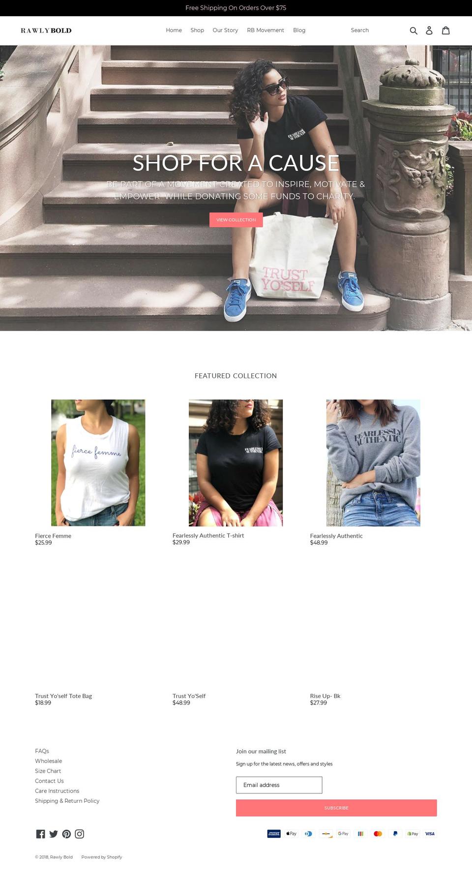 rawlybold.com — Shopify storefront screenshot