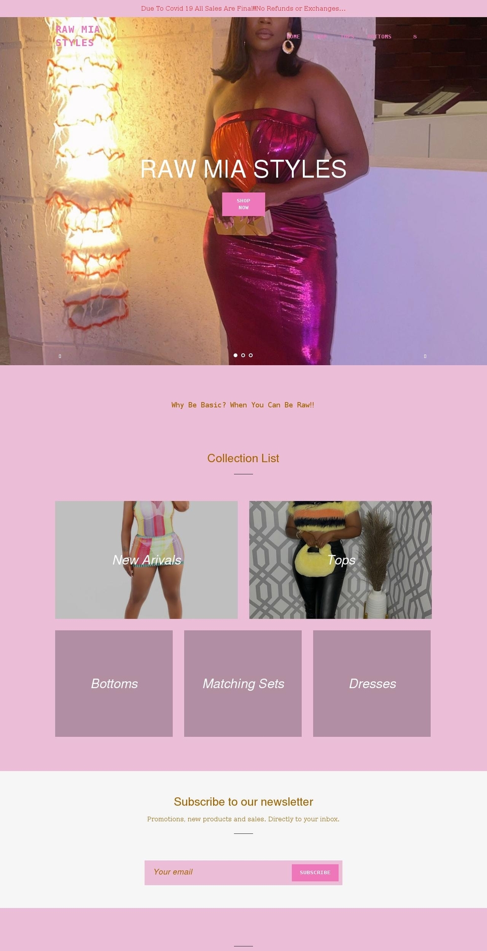 rawmiastyles.com shopify website screenshot