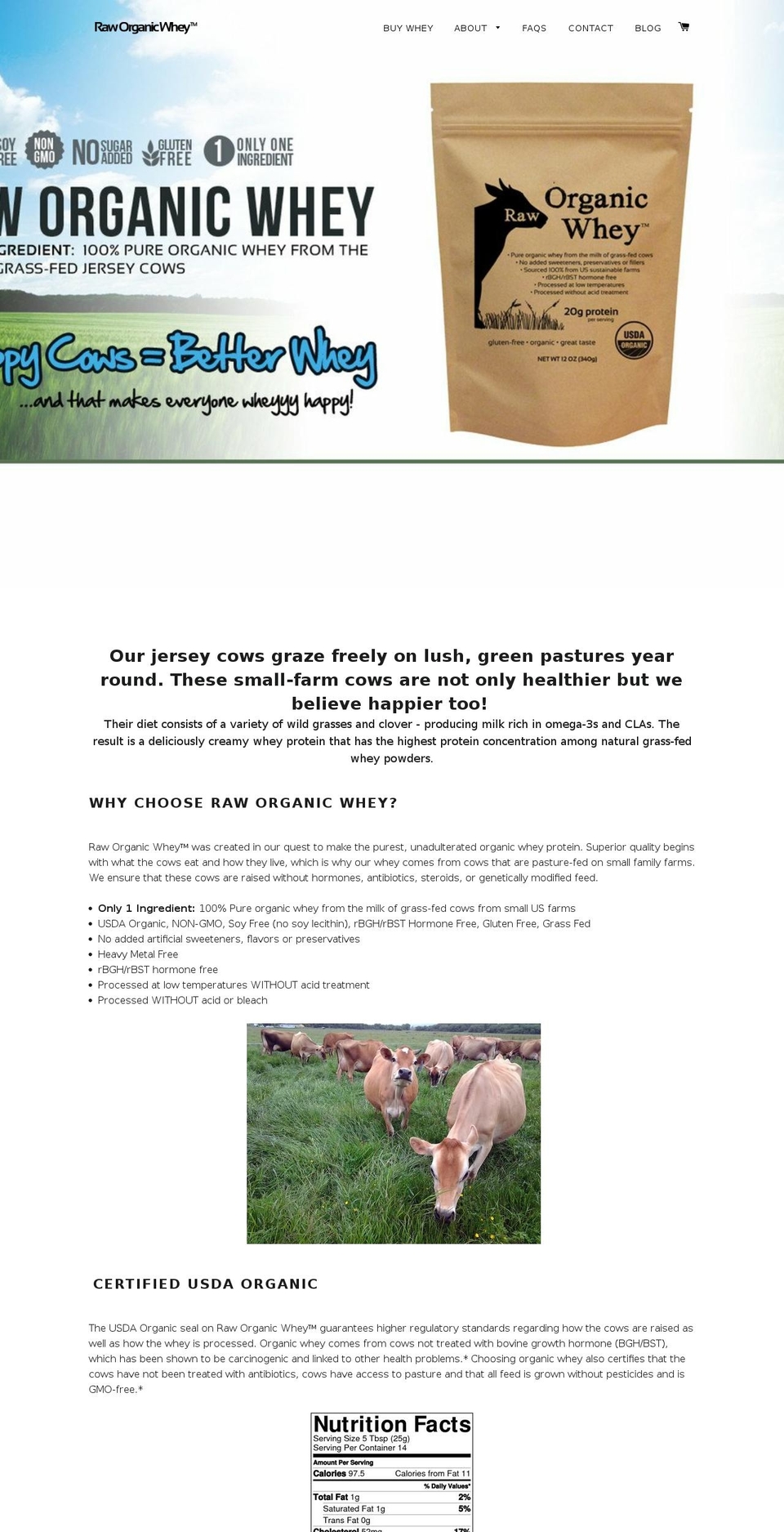 raworganicwhey.com shopify website screenshot