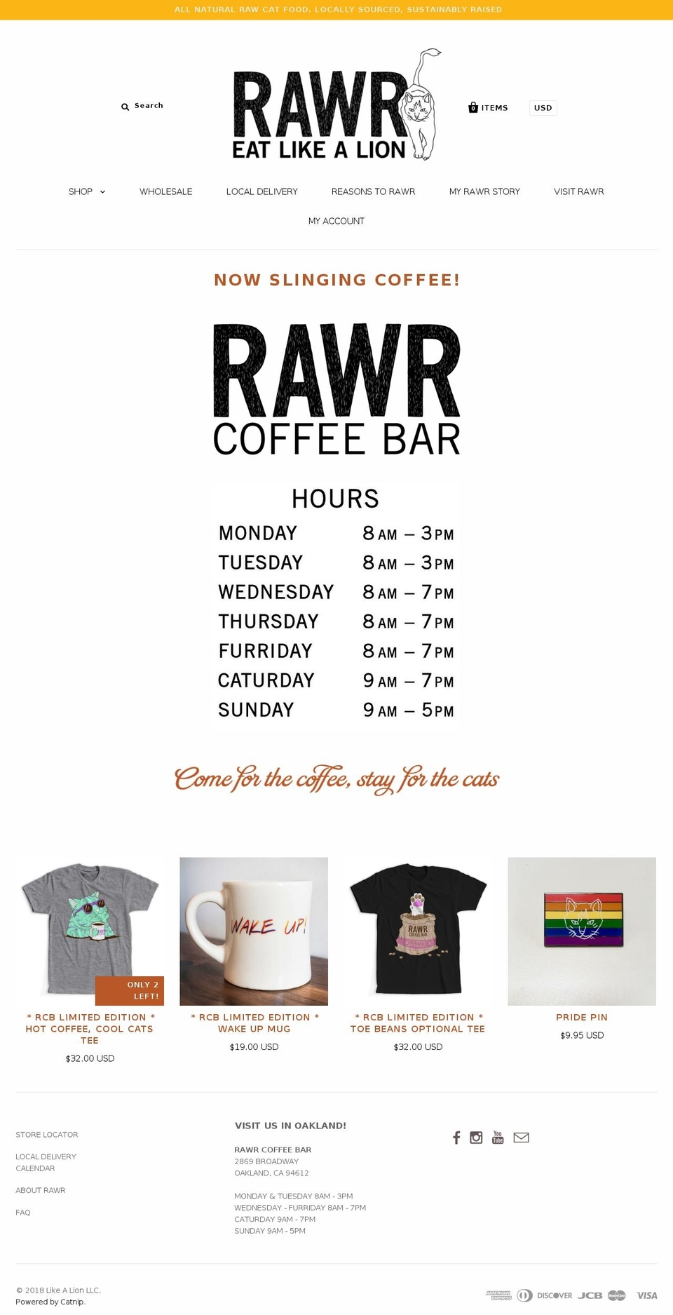 rawrcoffeebar.com — Shopify storefront screenshot