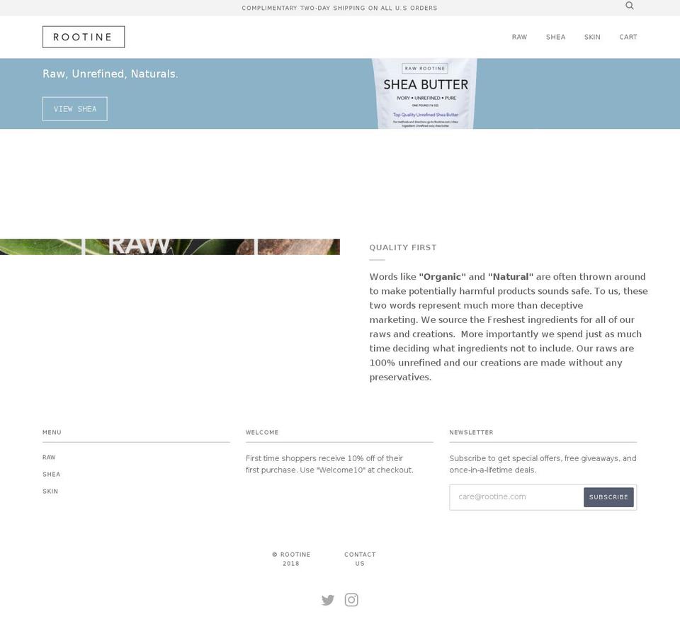 rawrootine.com — Shopify storefront screenshot