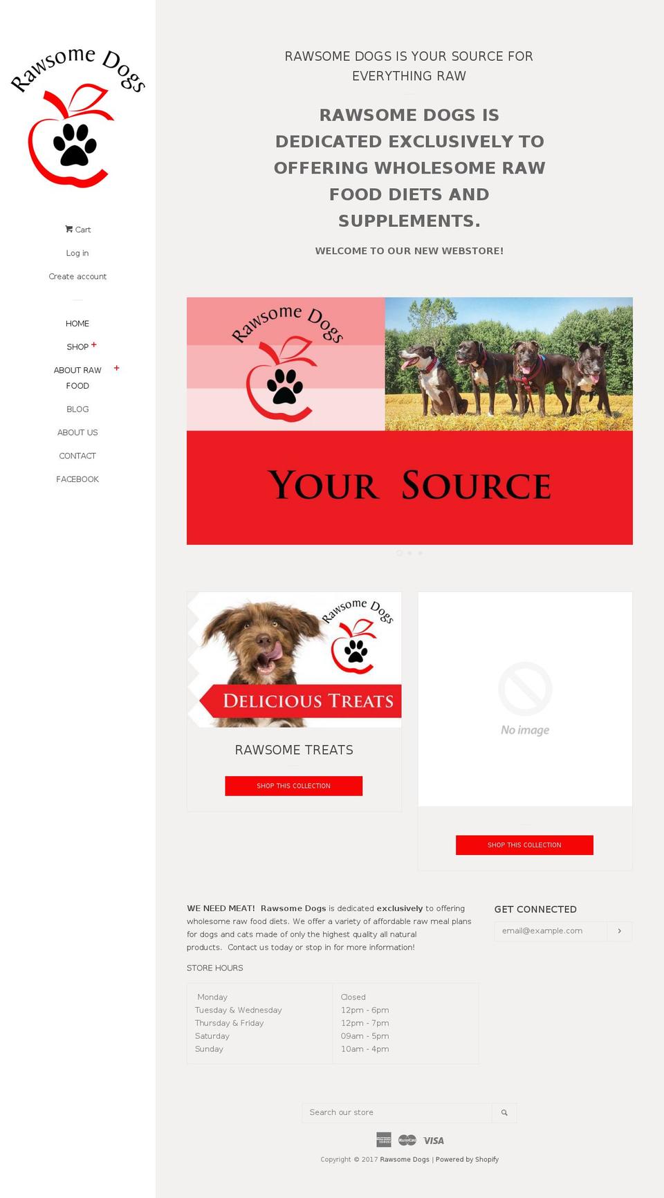 rawsomedogs.com shopify website screenshot