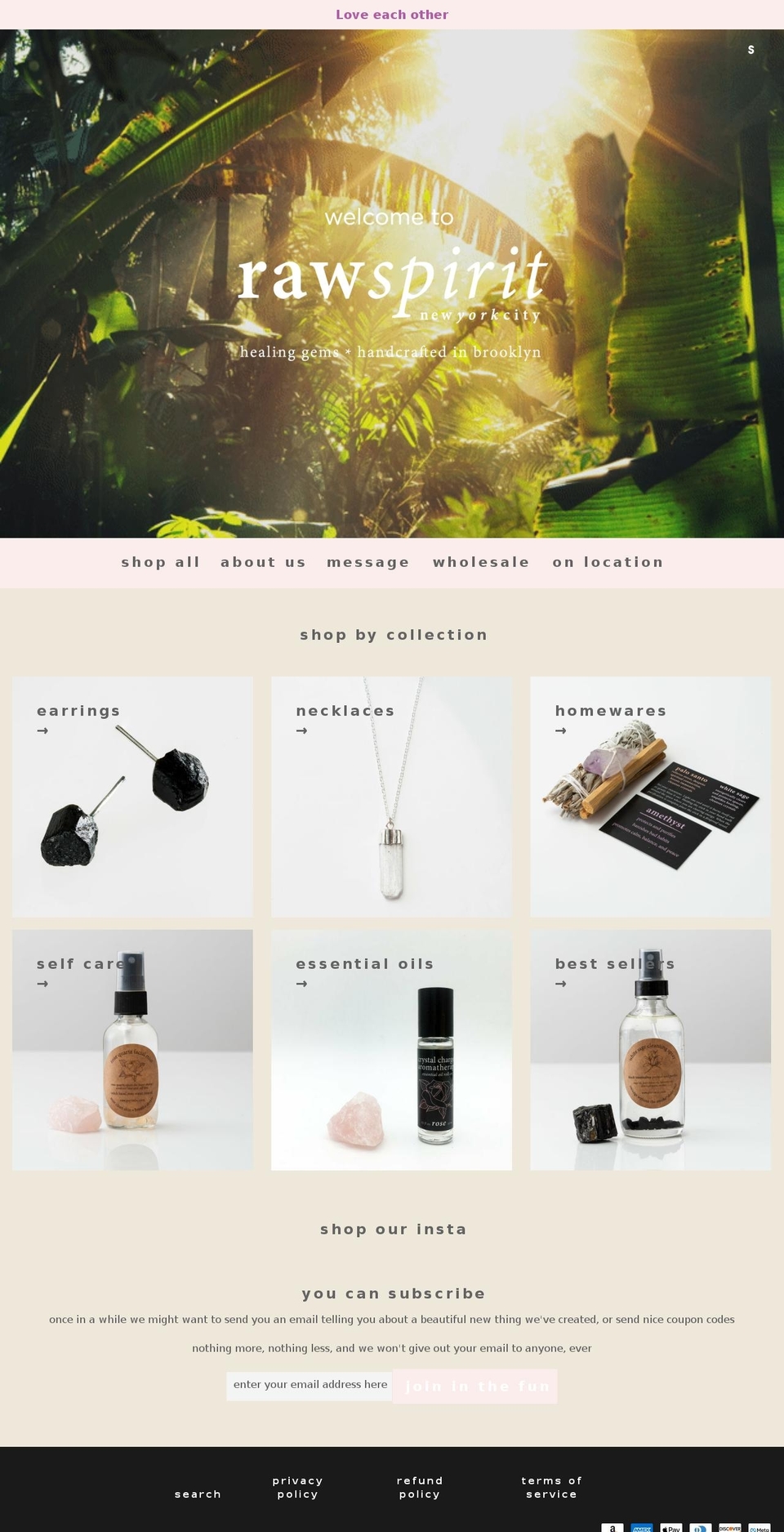rawspiritnyc.com shopify website screenshot