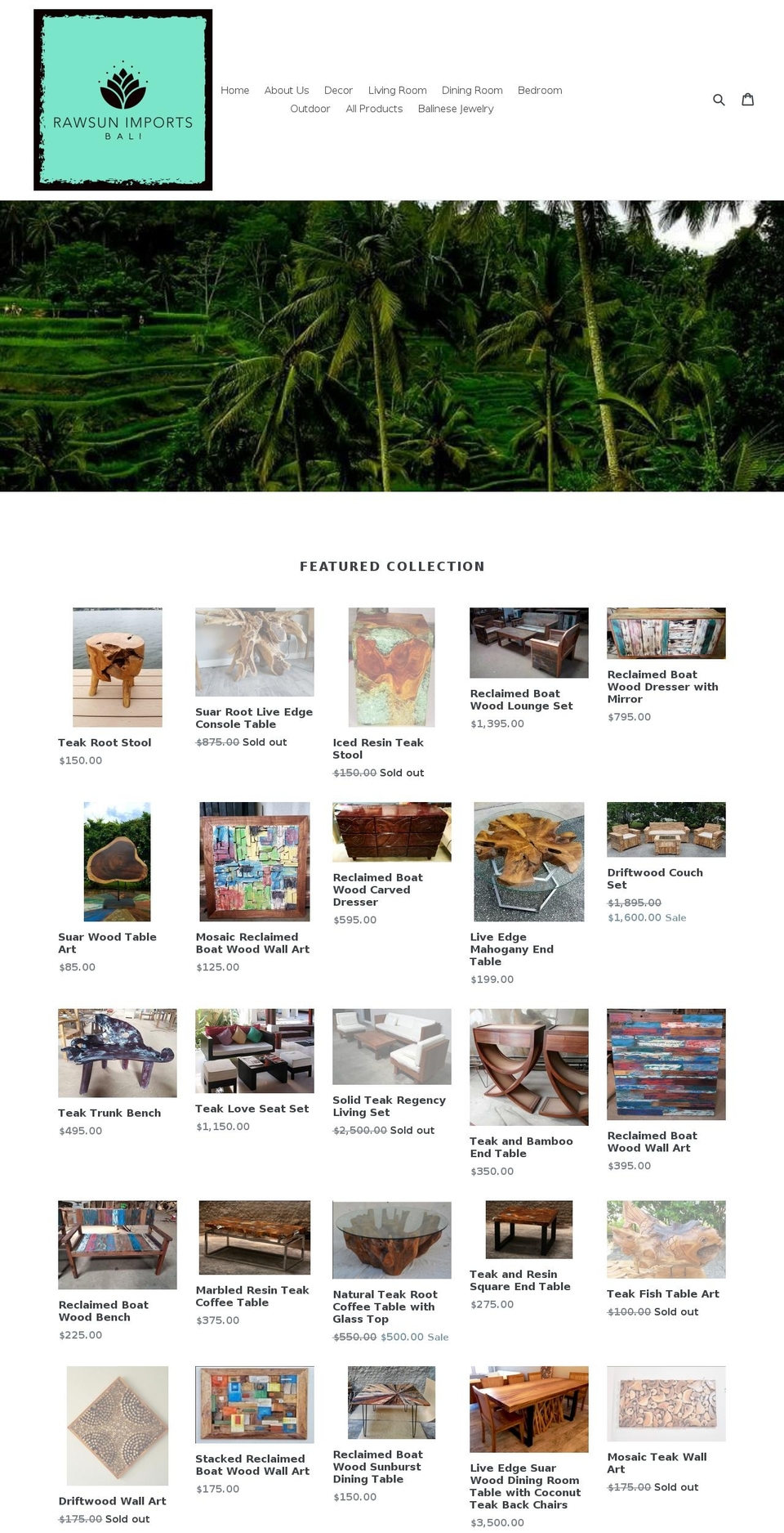 rawsunimports.com — Shopify storefront screenshot