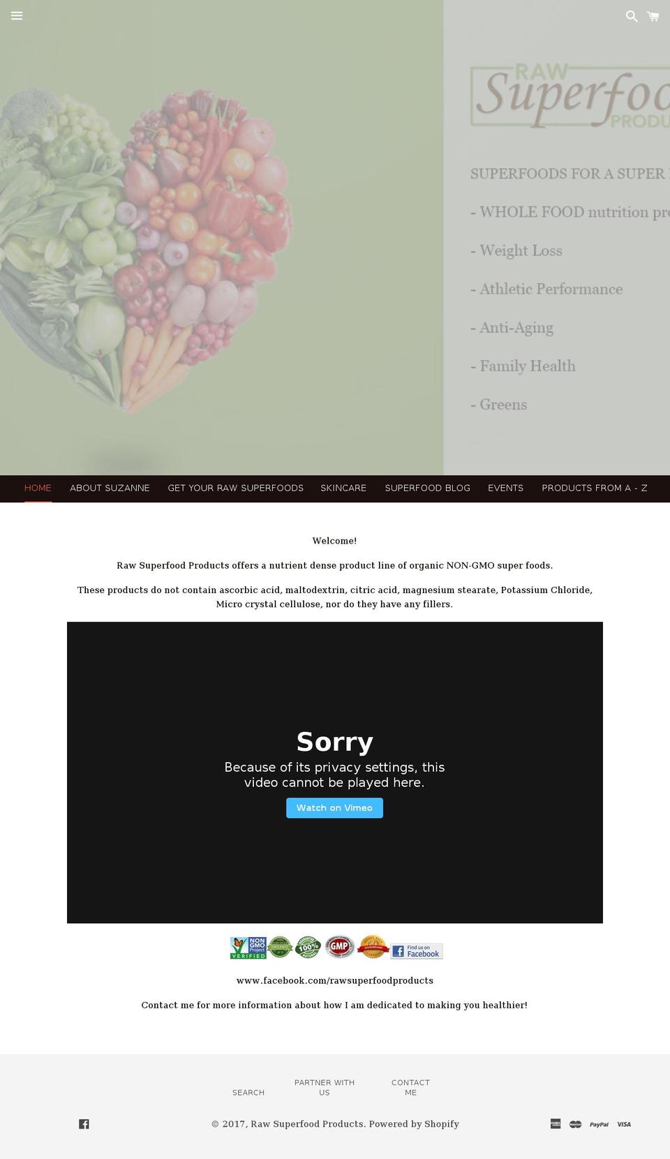 rawsuperfoodproducts.com shopify website screenshot