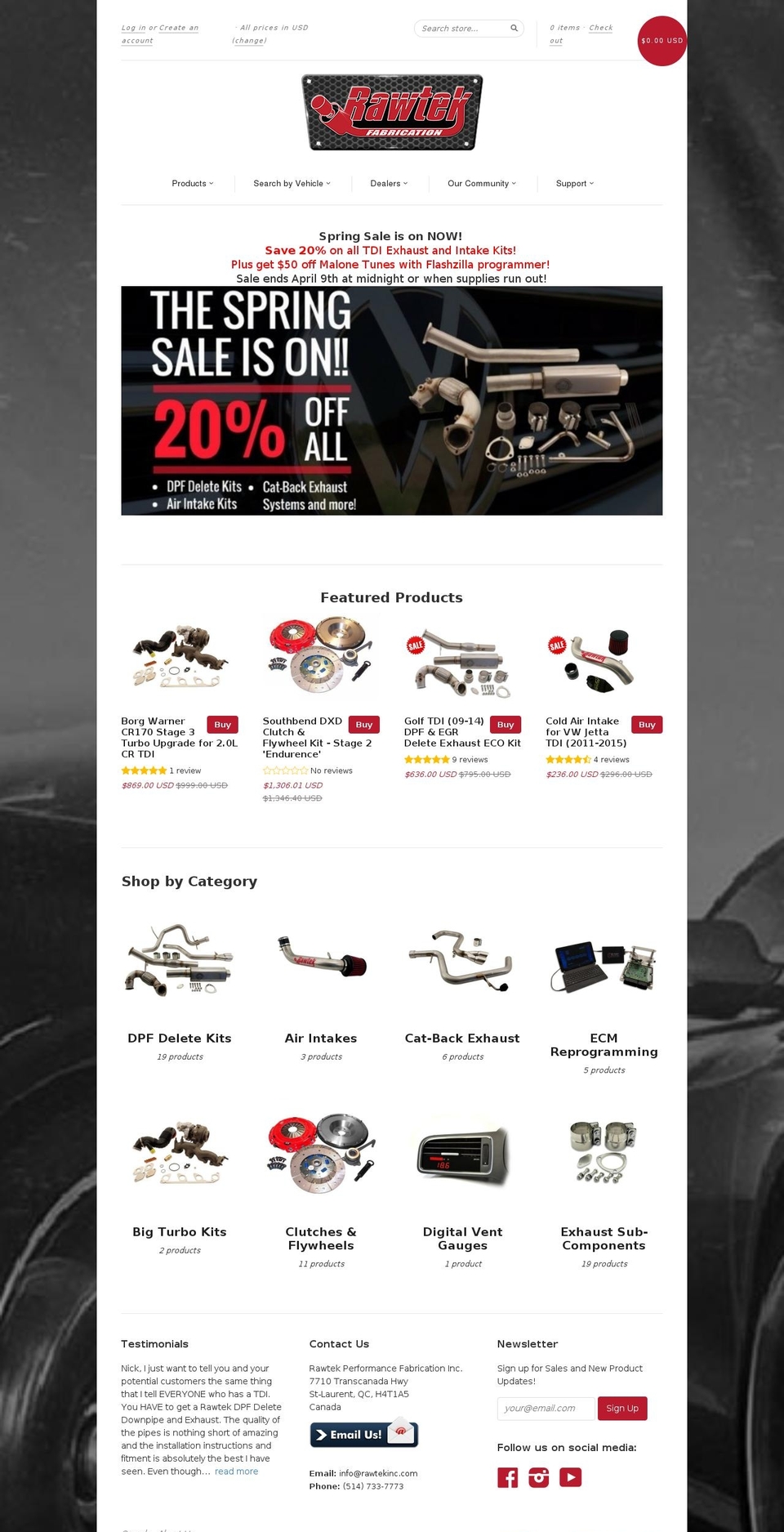 LIVE - -- Shopify theme site example rawtek.com