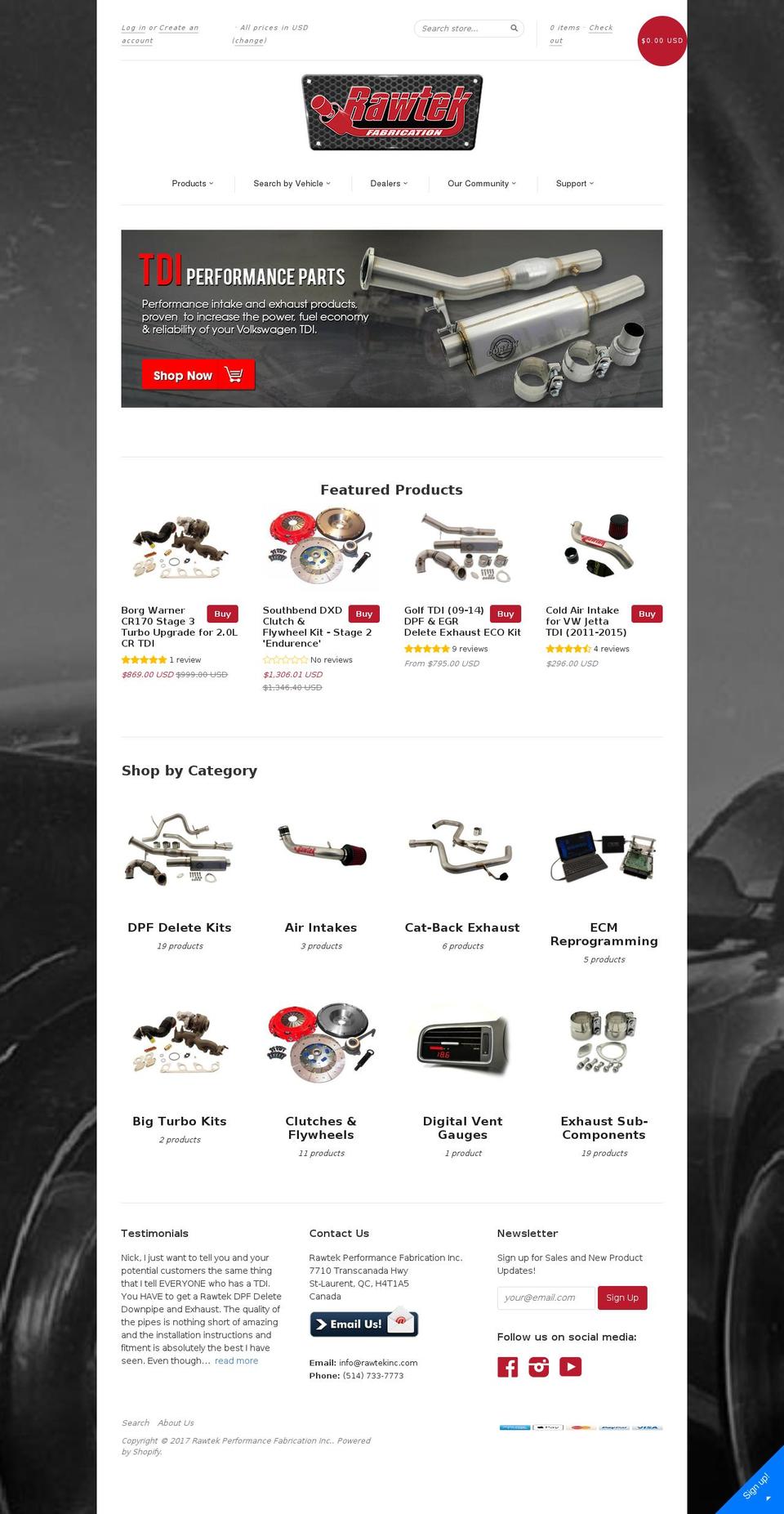 LIVE - -- Shopify theme site example rawtekinc.com