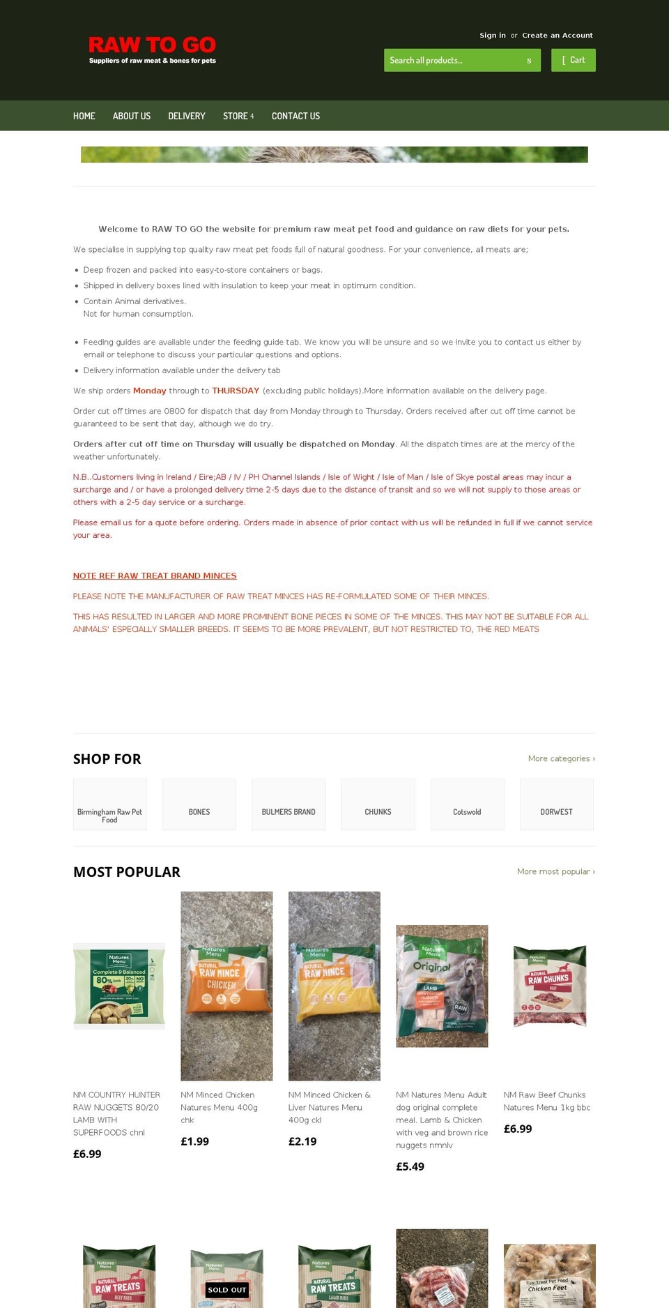 rawtogo.co.uk shopify website screenshot