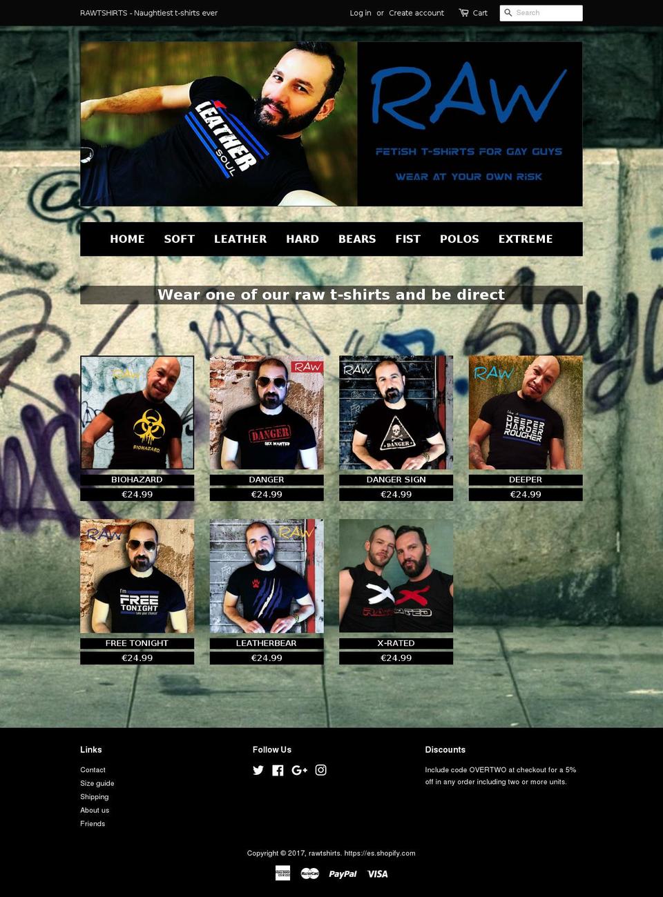 rawtshirts.com shopify website screenshot