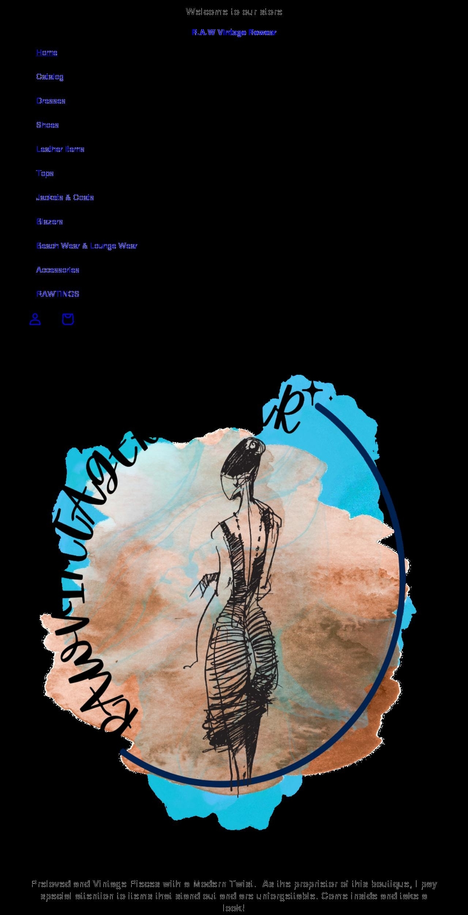 rawvintagerewear.com shopify website screenshot