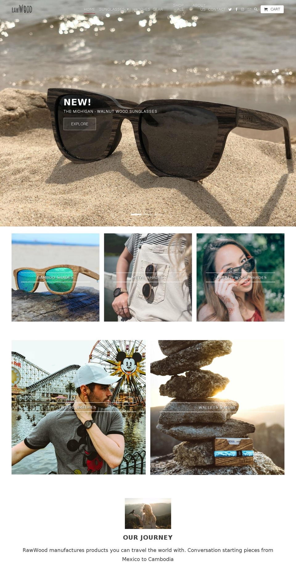 rawwoodshades.com shopify website screenshot