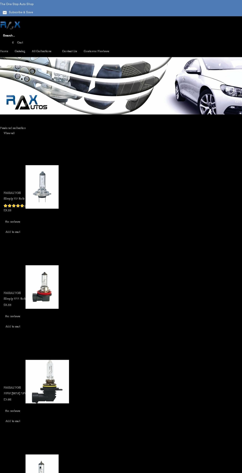 raxautos.com shopify website screenshot