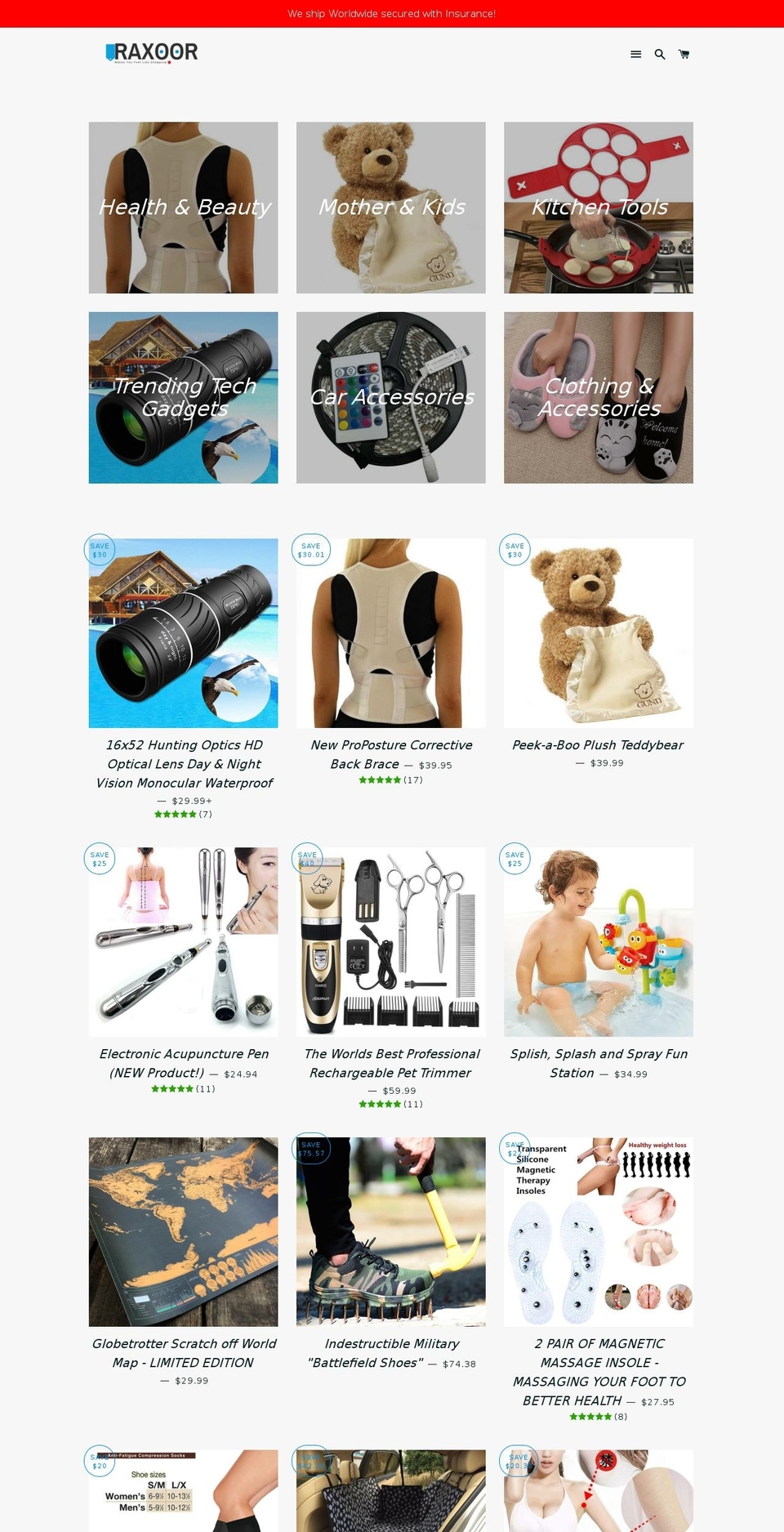 raxoor.com shopify website screenshot