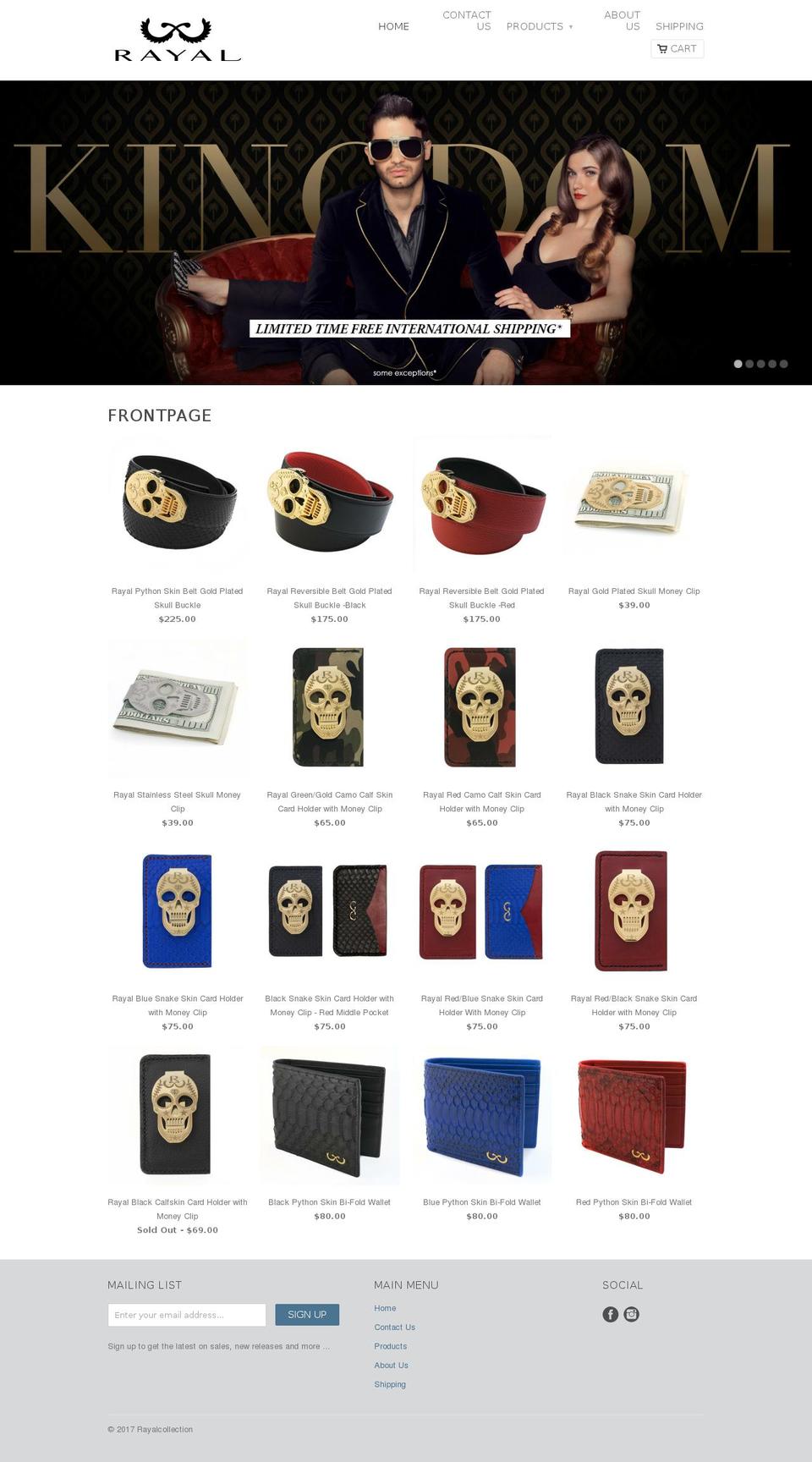 rayalcollection.com shopify website screenshot