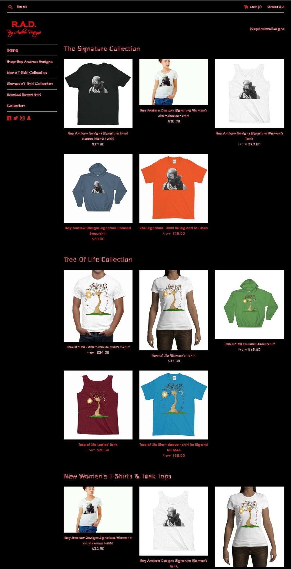 rayandrewdesigns.com — Shopify storefront screenshot