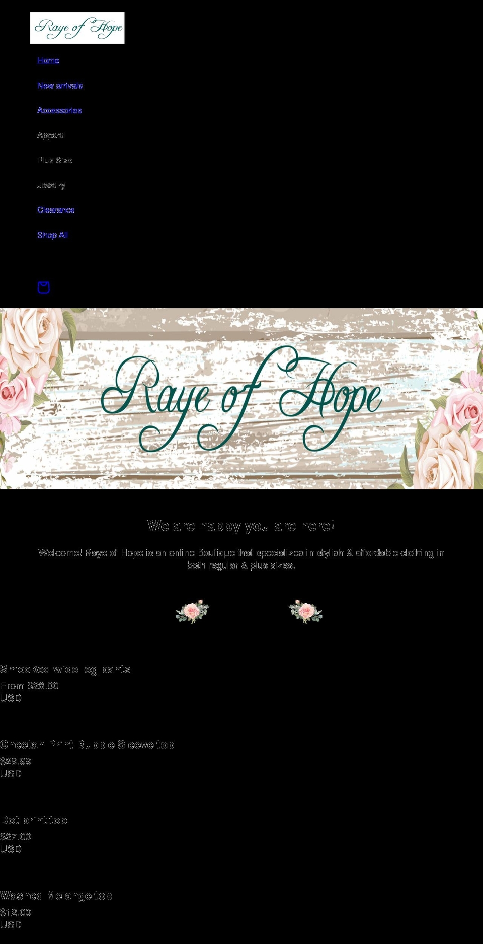 rayeofhope.com shopify website screenshot