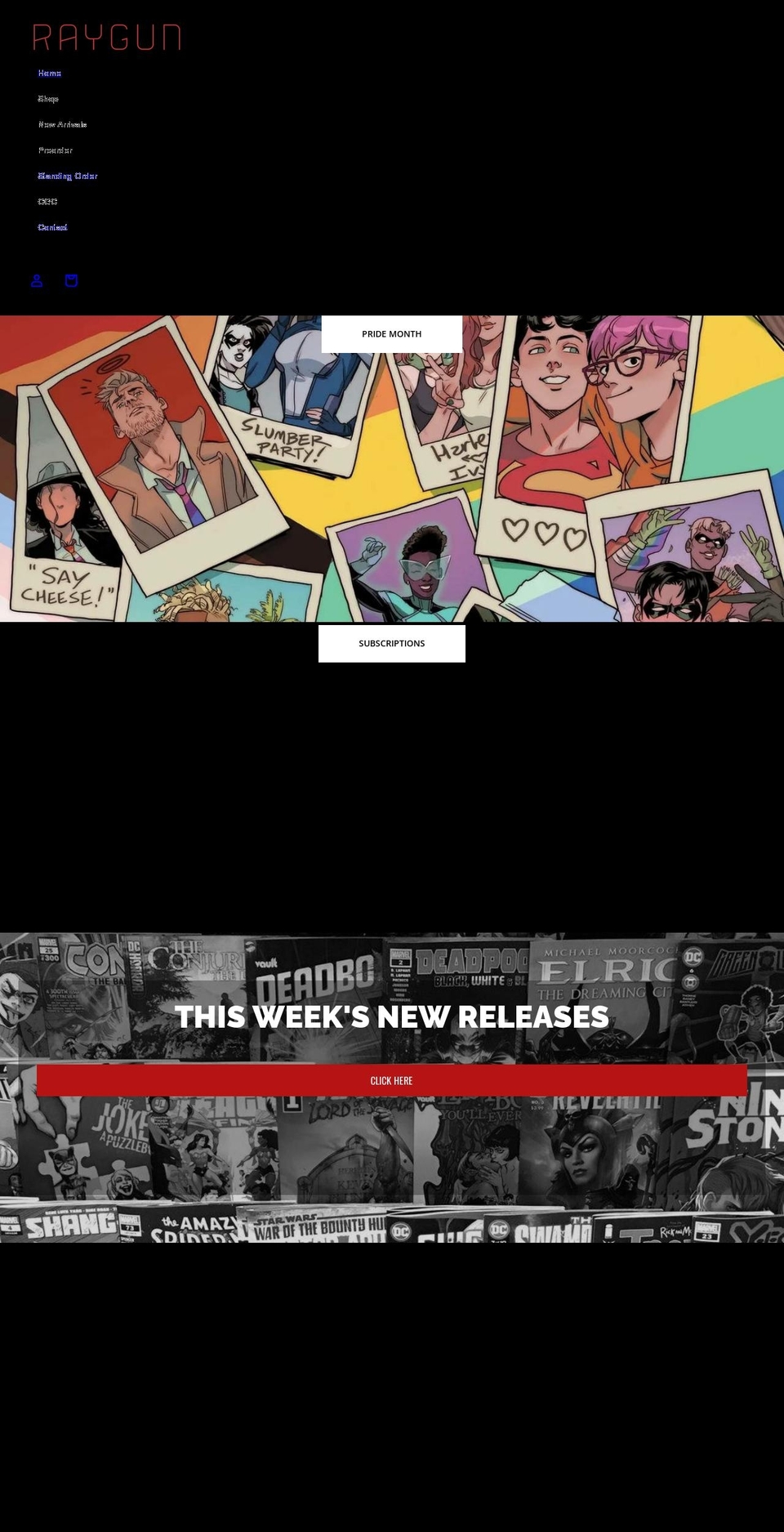 rayguncomics.co.uk shopify website screenshot