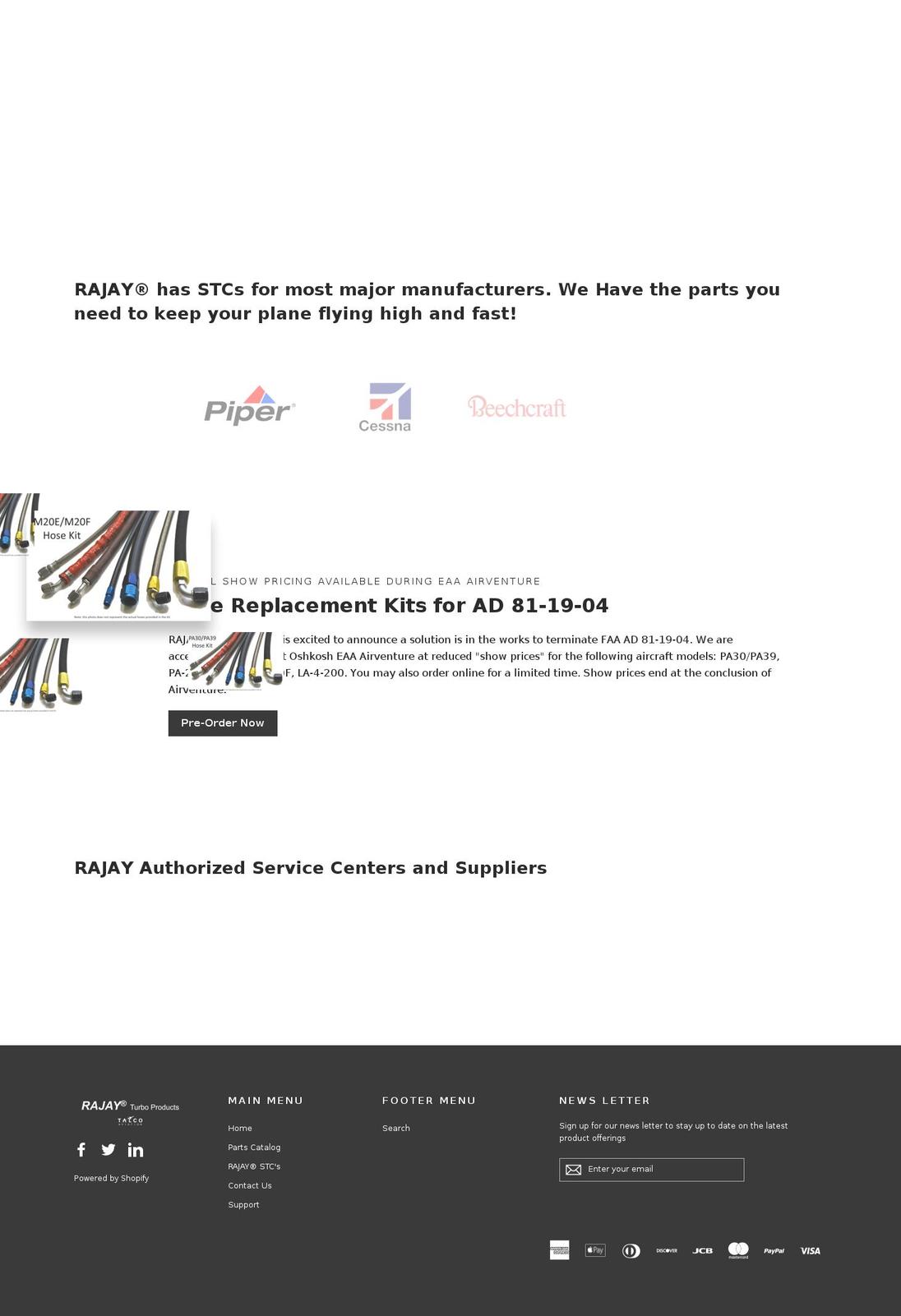 rayjayparts.com — Shopify storefront screenshot