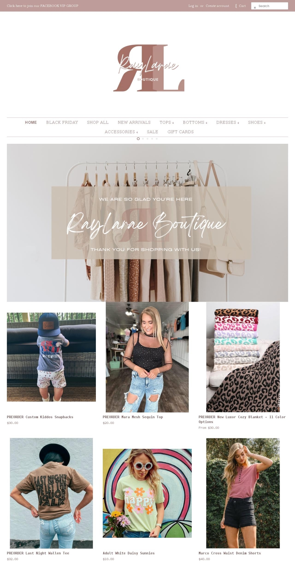 raylarae.com shopify website screenshot