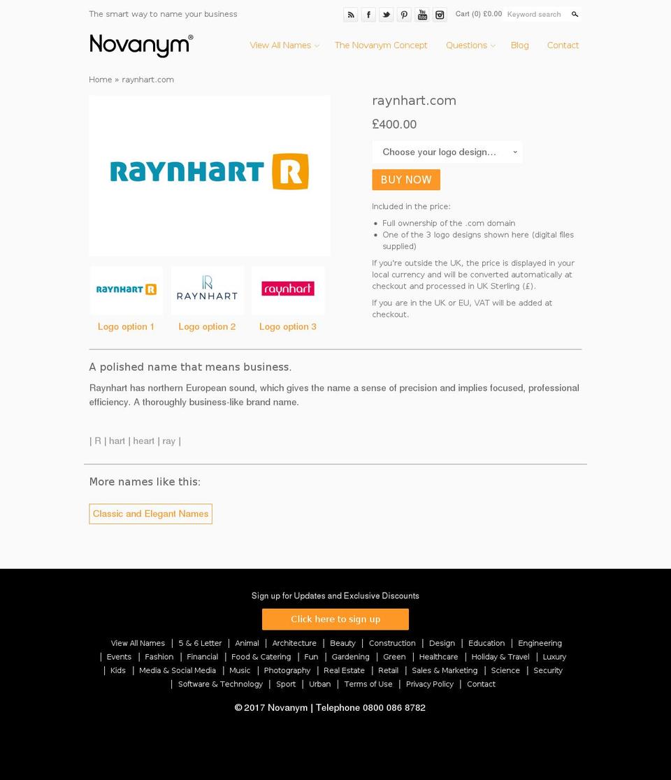 raynhart.com shopify website screenshot