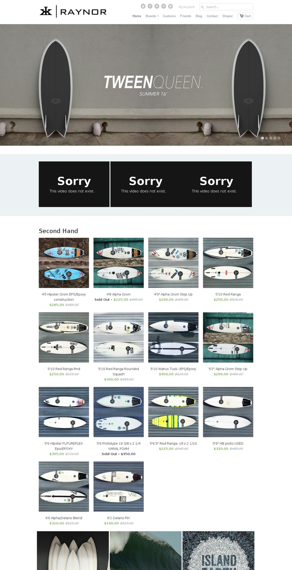 raynorsurf.com shopify website screenshot