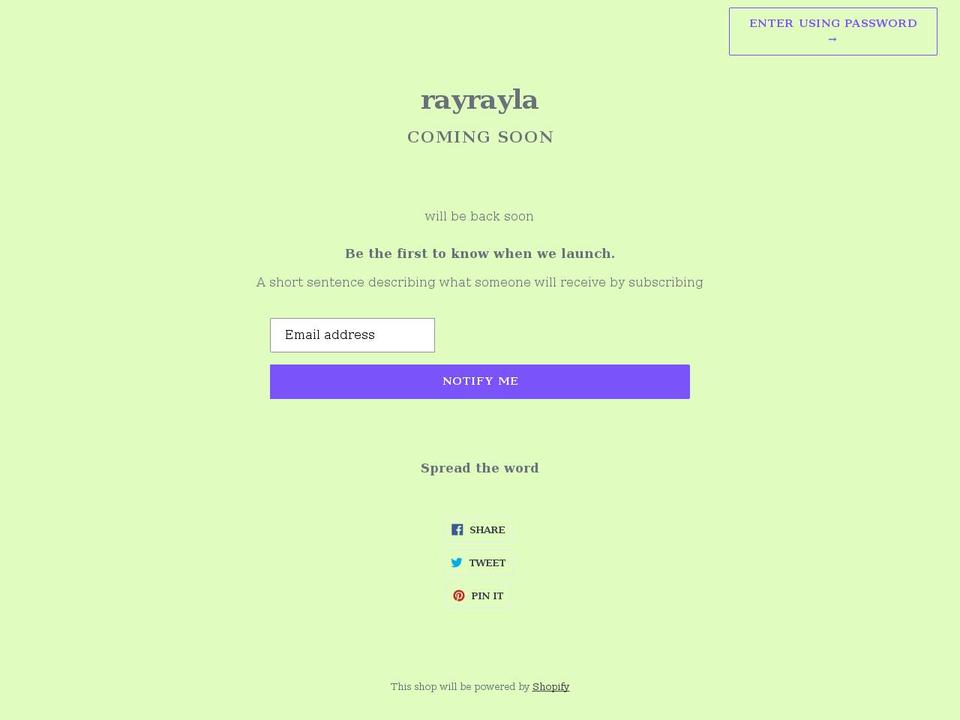 rayrayla.com shopify website screenshot