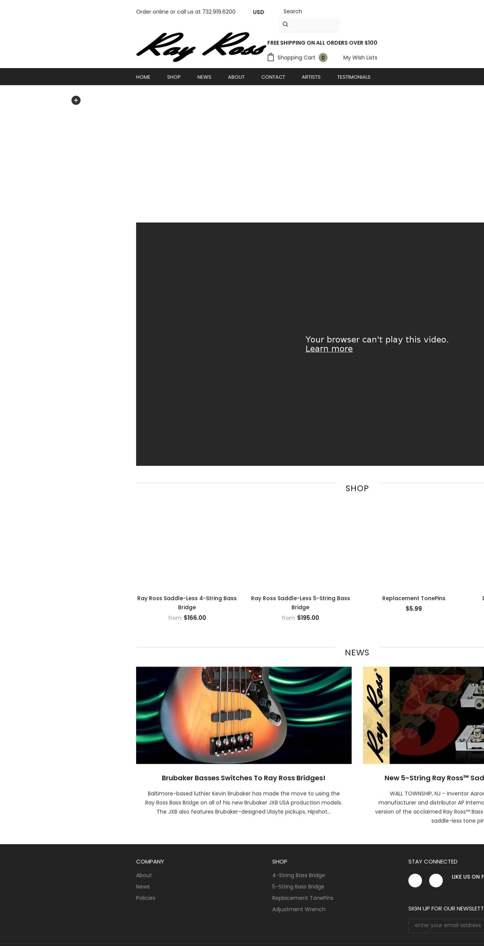 rayrossbridge.com shopify website screenshot