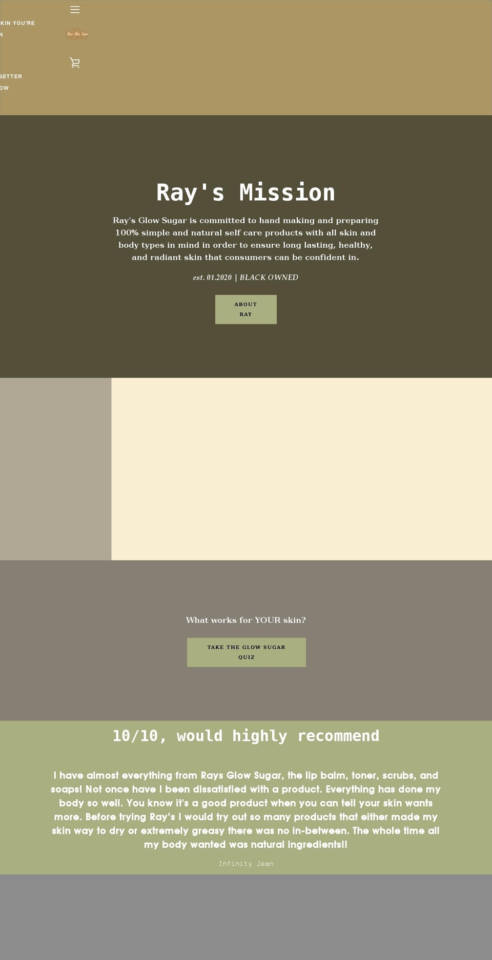 raysglow.com shopify website screenshot