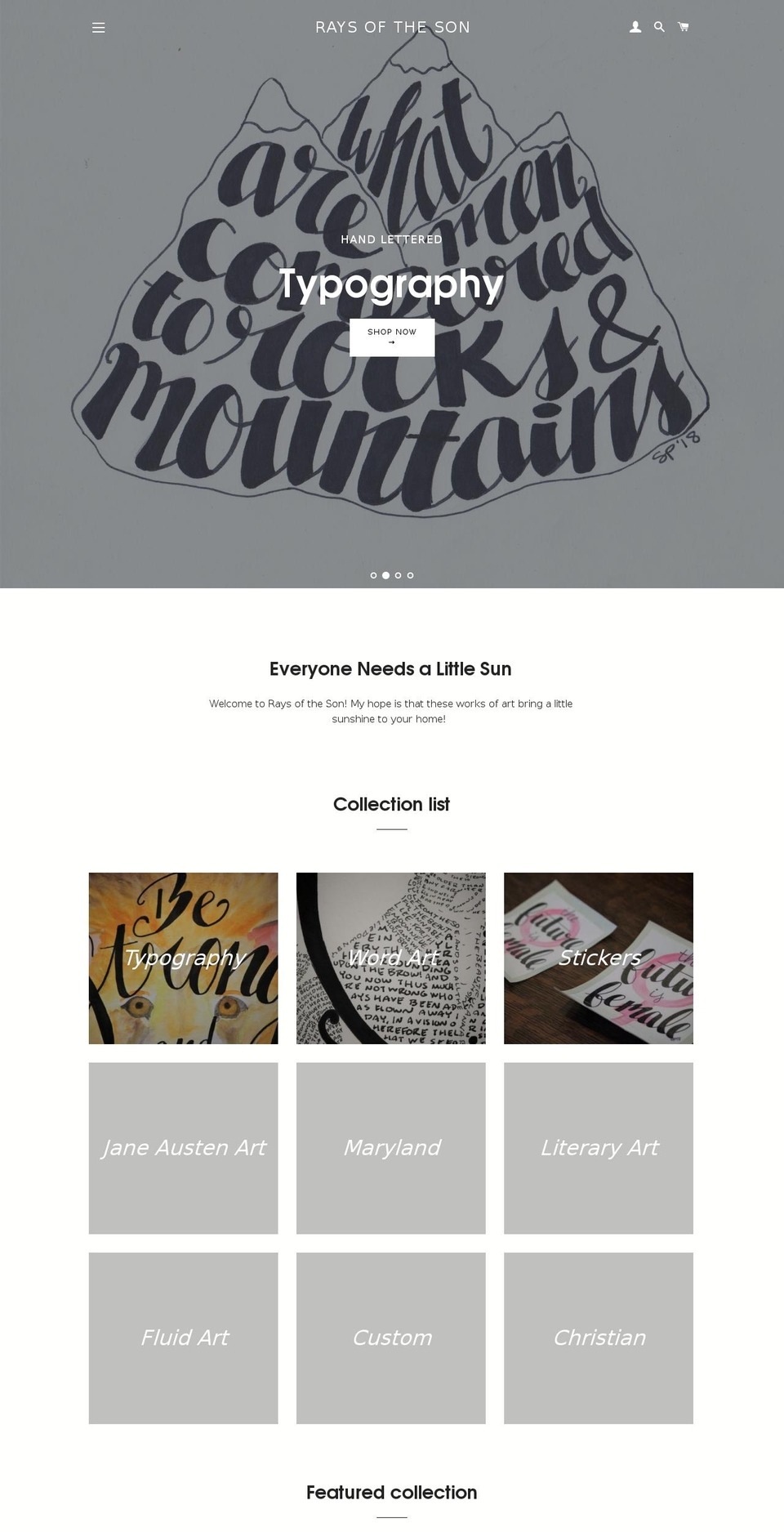 raysoftheson.com — Shopify storefront screenshot