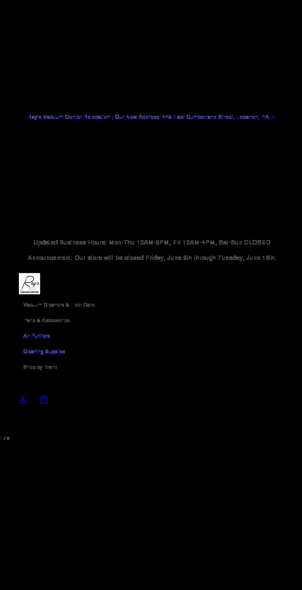 raysvac.com shopify website screenshot