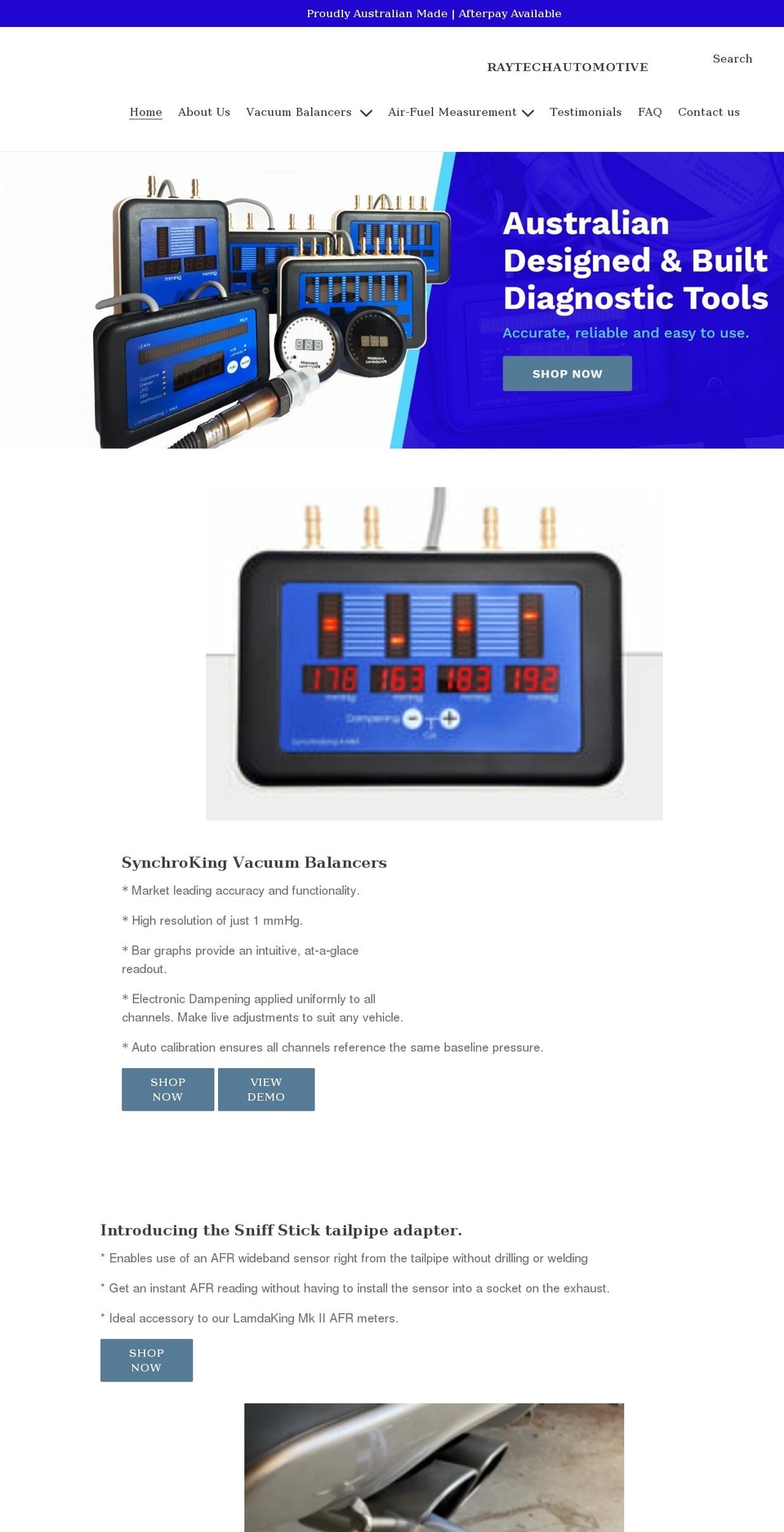 raytechautomotive.com shopify website screenshot