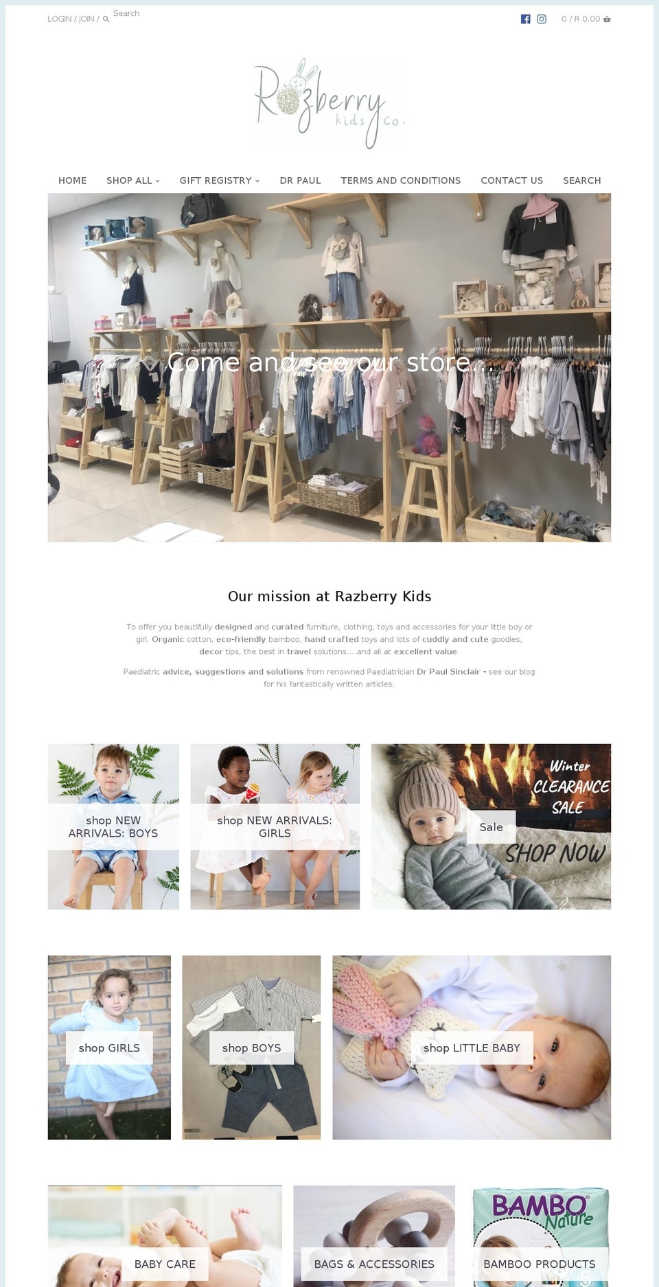 razberrykids.com — Shopify storefront screenshot
