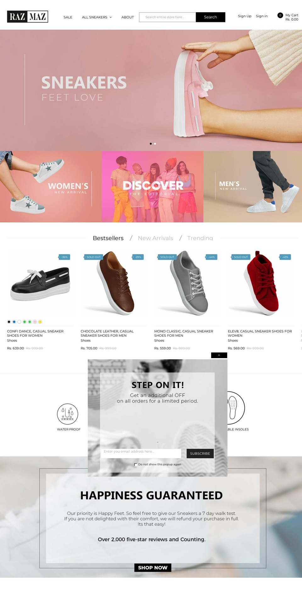 Sneaker Shopify theme site example razmaz.com