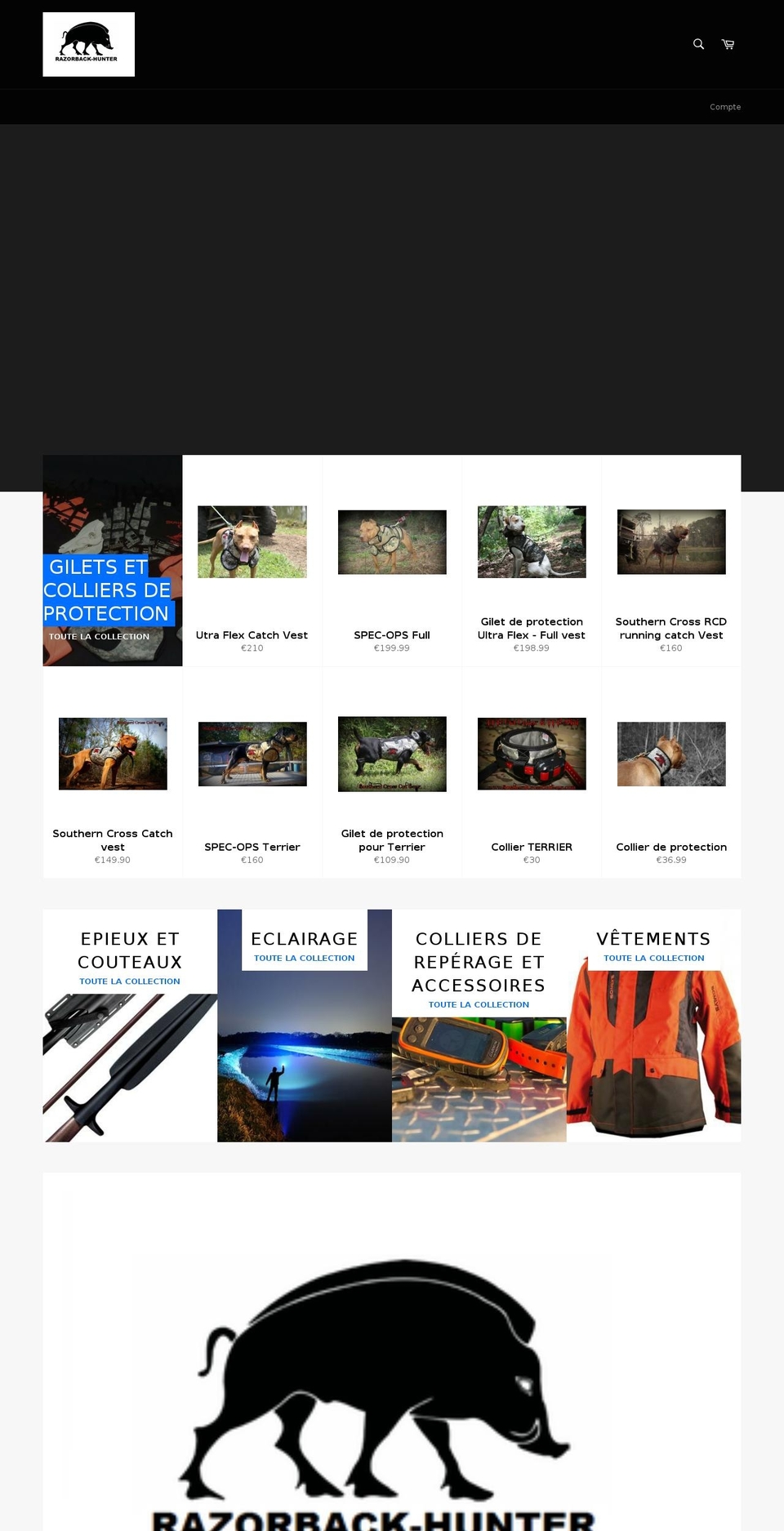 razorback-hunter.com — Shopify storefront screenshot