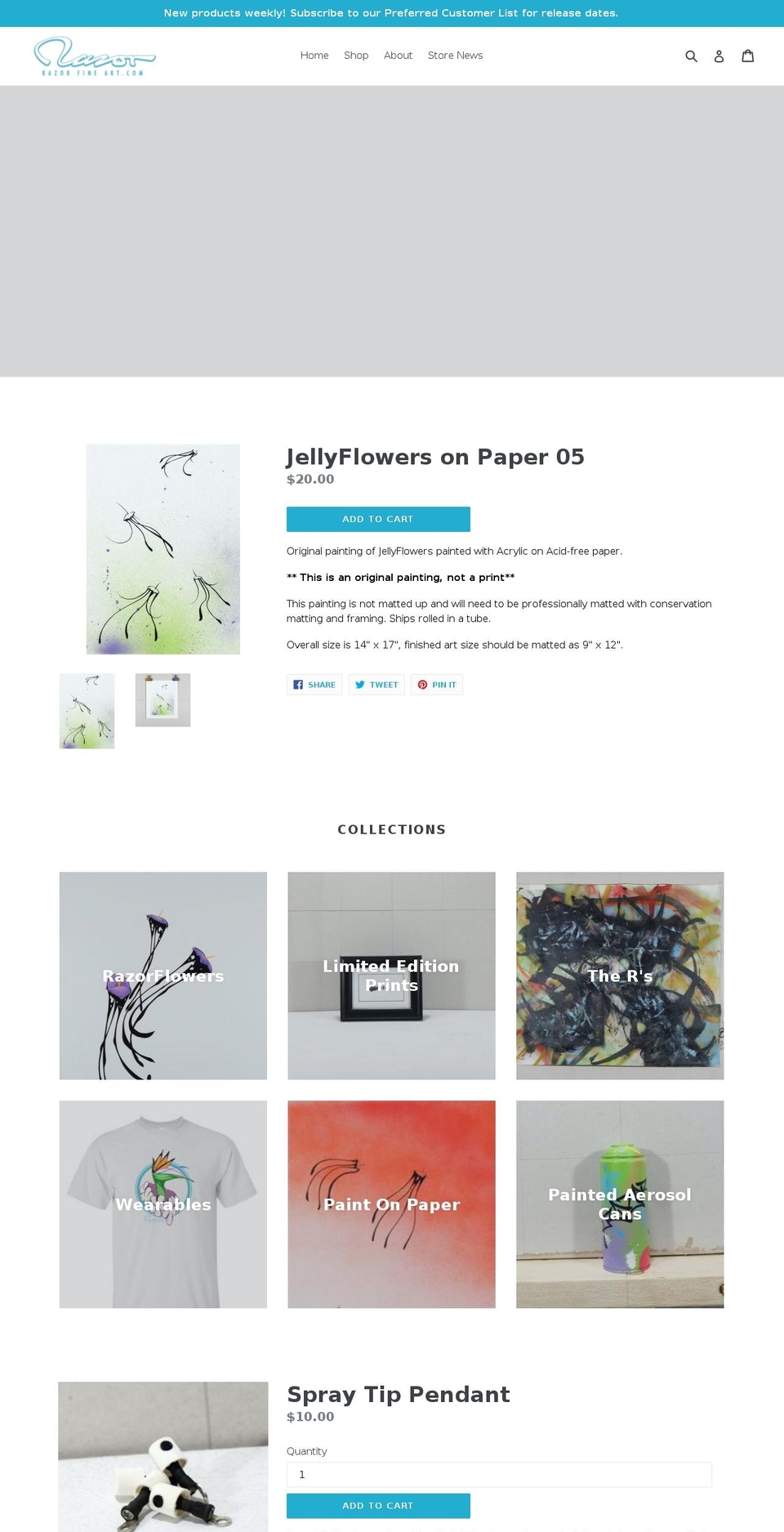 razorfineart.com shopify website screenshot