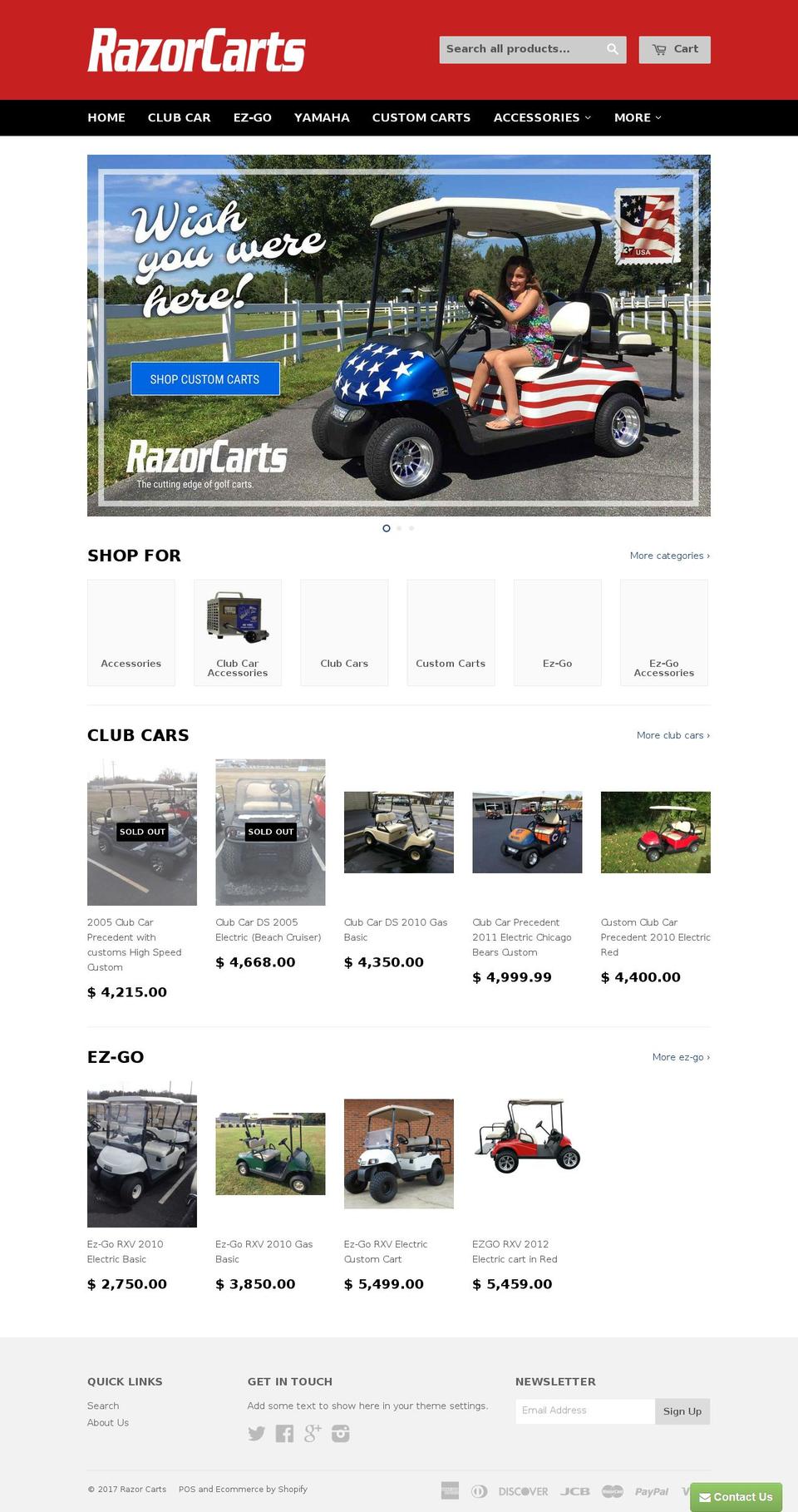 razorgolfcarts.com shopify website screenshot