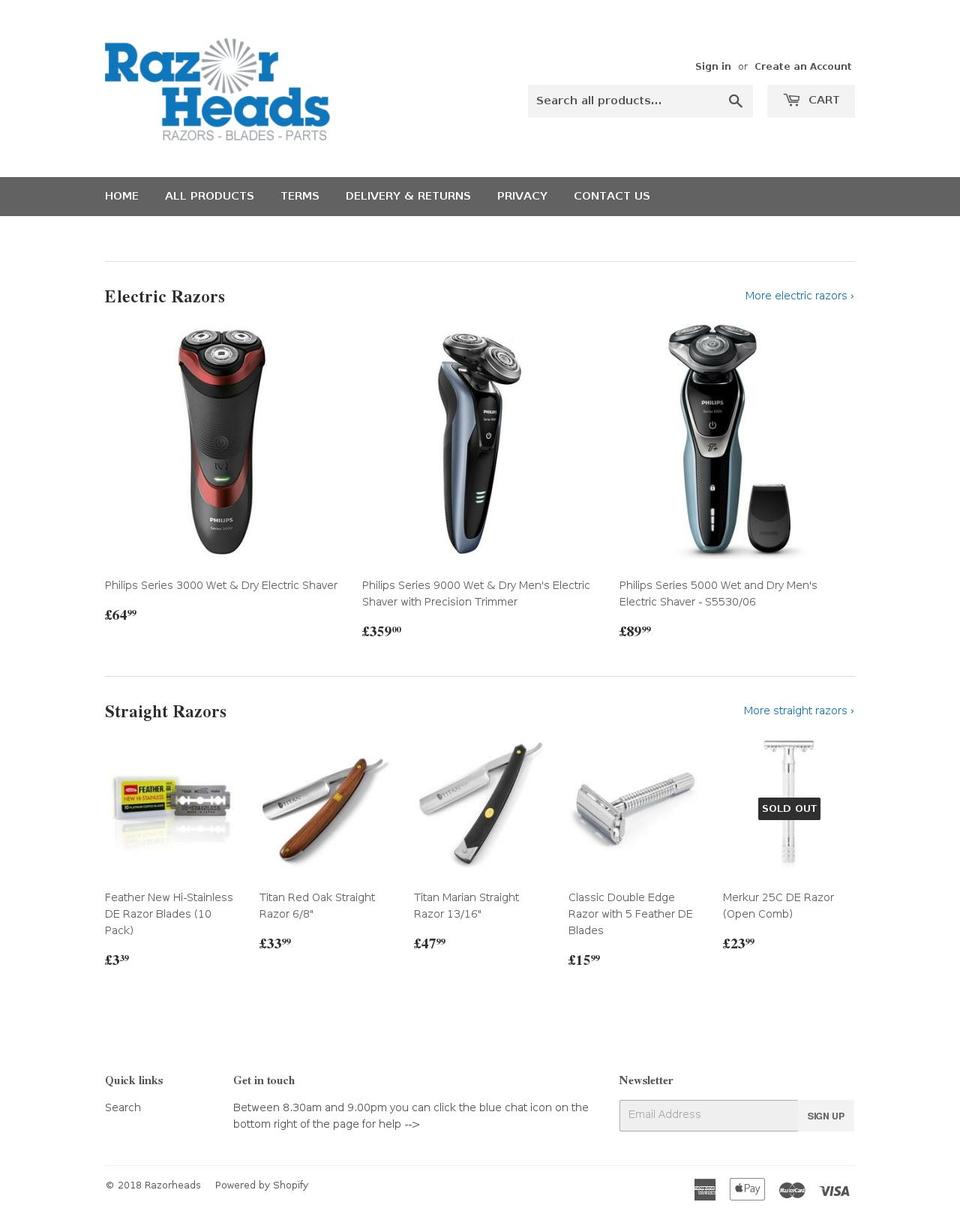 razorheads.co.uk shopify website screenshot