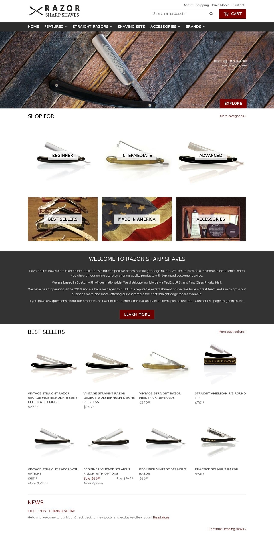 DSL Theme Shopify theme site example razorsharpshaves.com