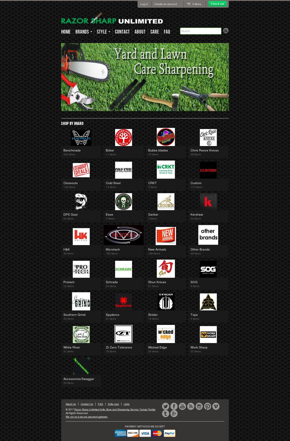 razorsharpunlimited.com shopify website screenshot